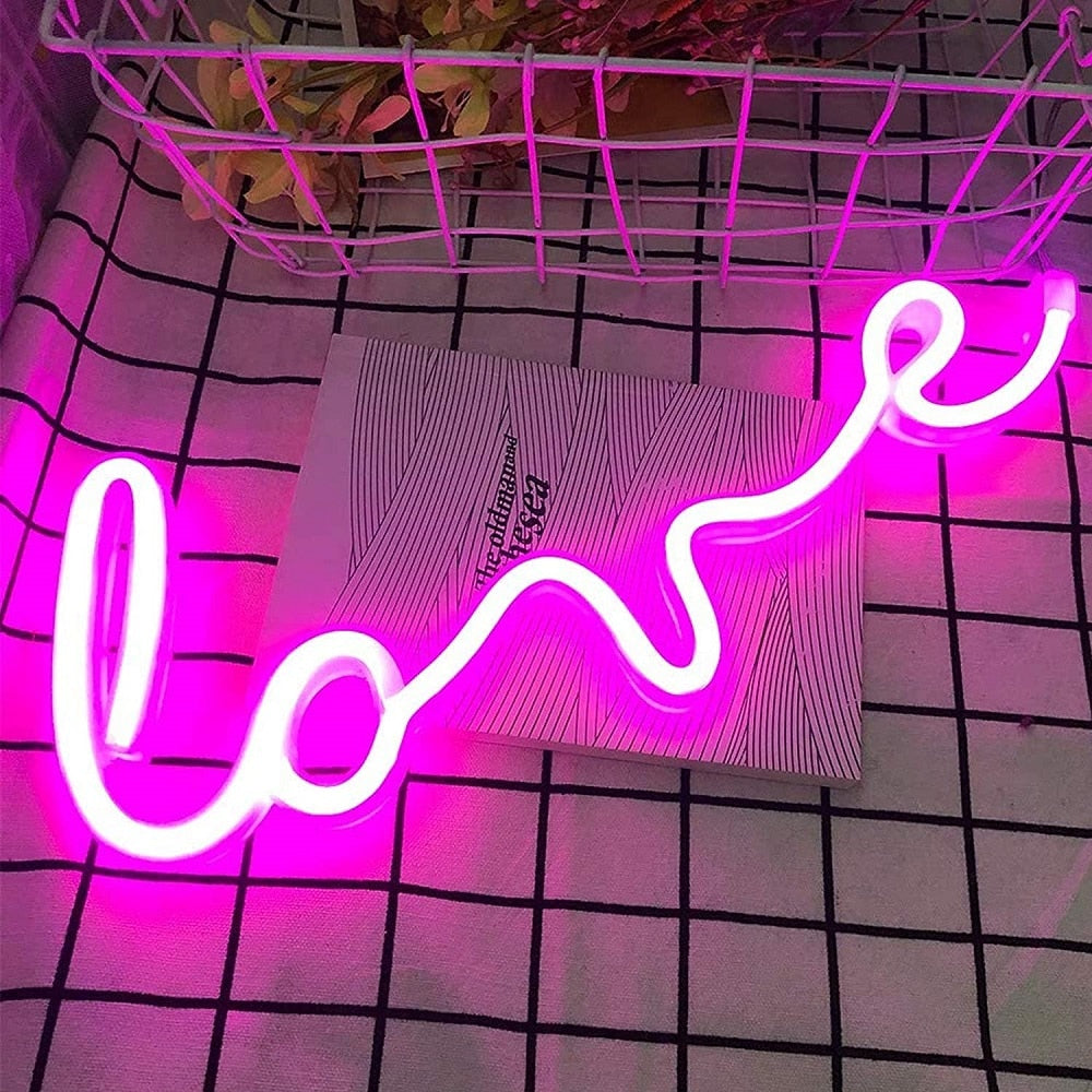 Love 2 Led Neon Lamp