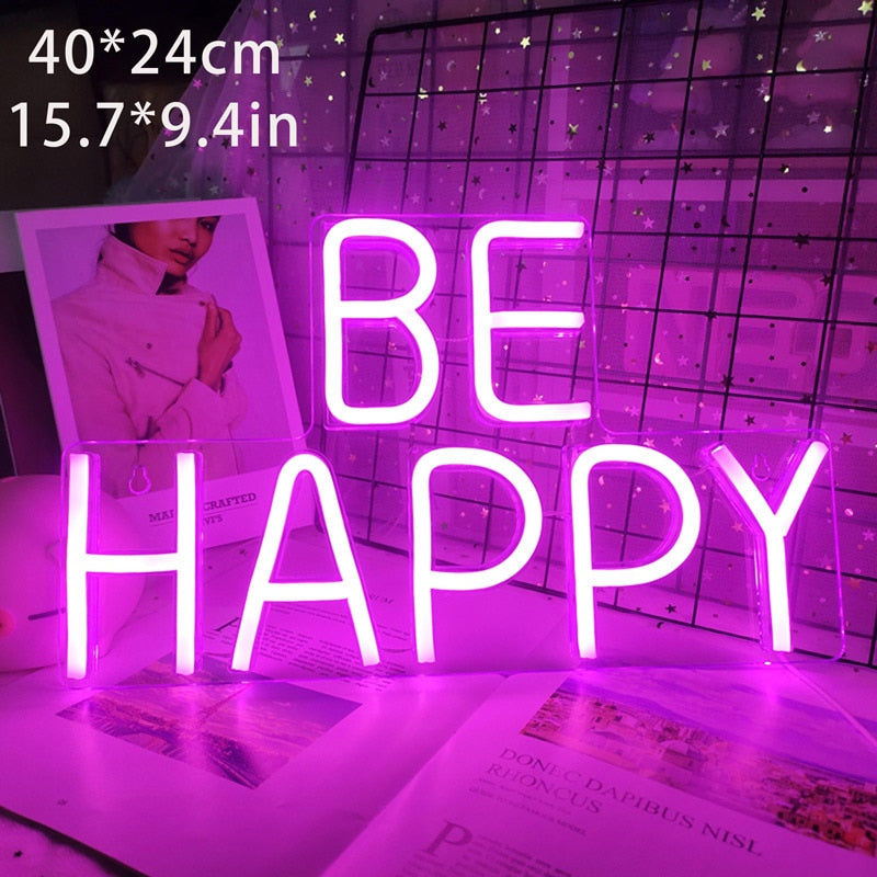 BE HAPPY Lampe Led Neon